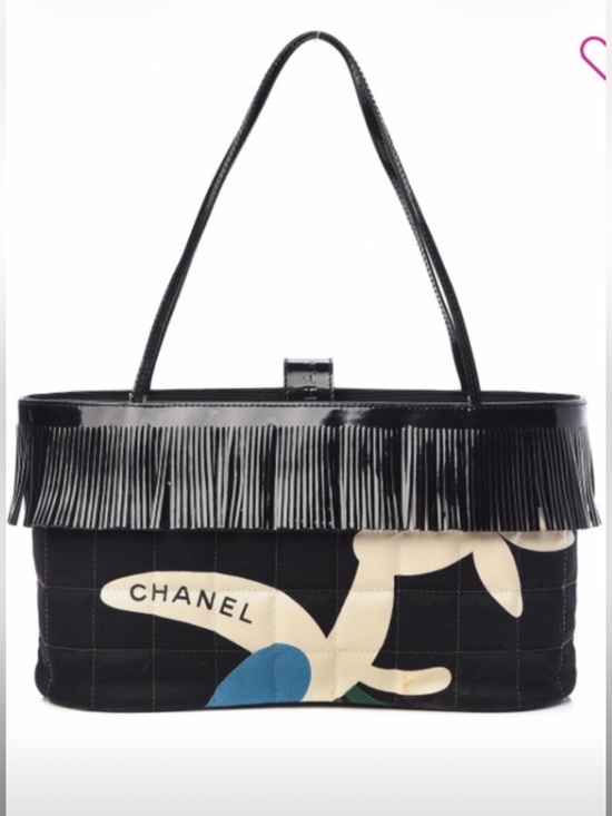 CHANEL Handbags - CHANEL Patent Canvas Fringe/quilted floral print bag.